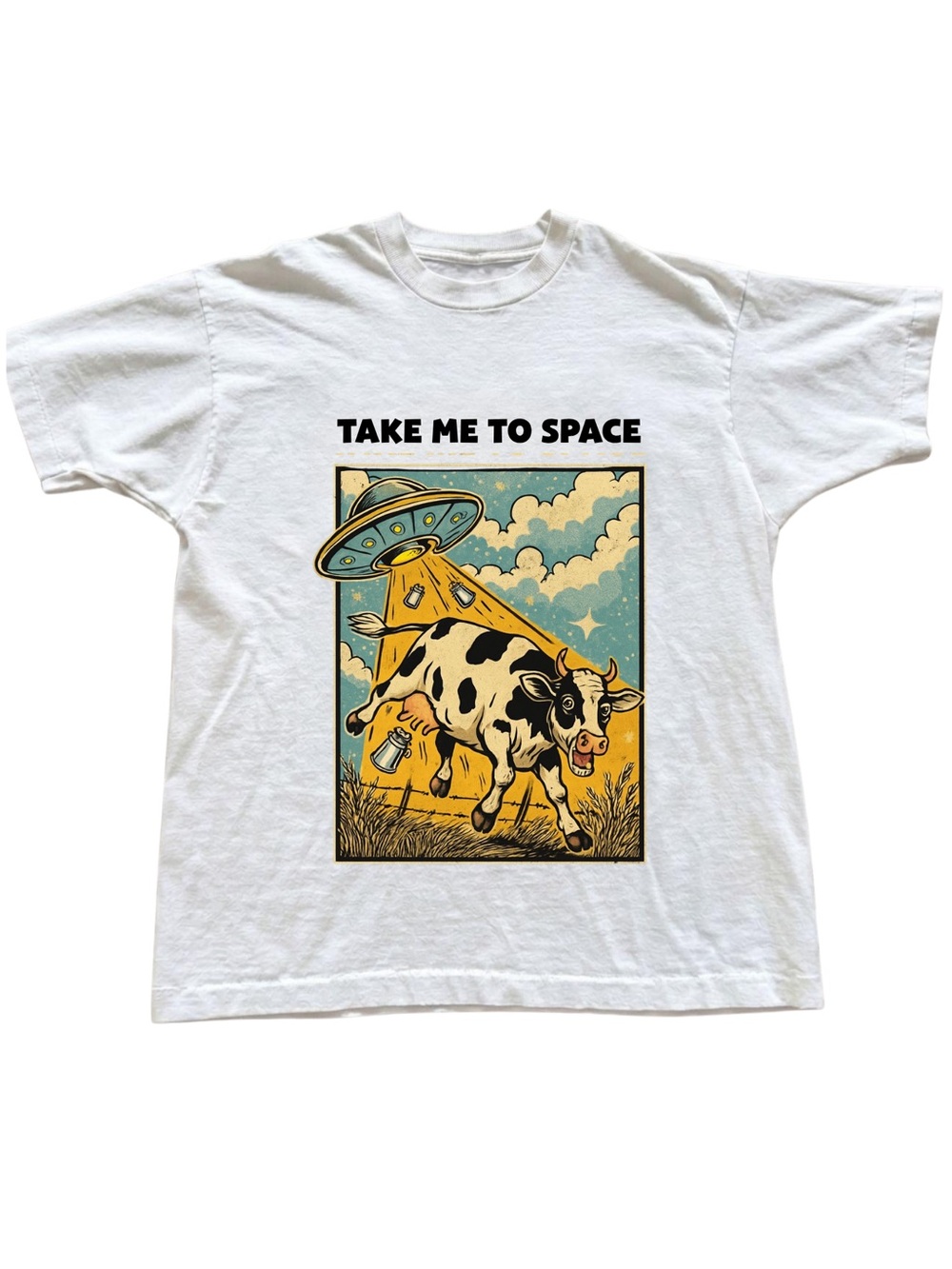 Gildan White 'Take Me to Space' Graphic Tee - Casual Shirt